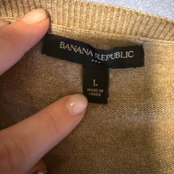Banana Republic Brown and White Crewneck Sweater with Stripes - Picture 7 of 7
